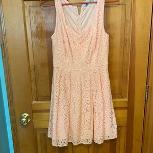 Pink lace skater dress